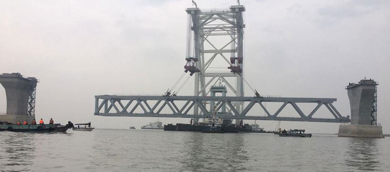 বসল পদ্মাসেতুর দশম স্প্যান, দৃশ্যমান দেড় কিলোমিটার